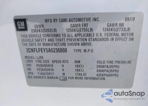 2010 Chevrolet Equinox Ltz из США, поврежденный, VIN 2CNFLFEY5A6236800